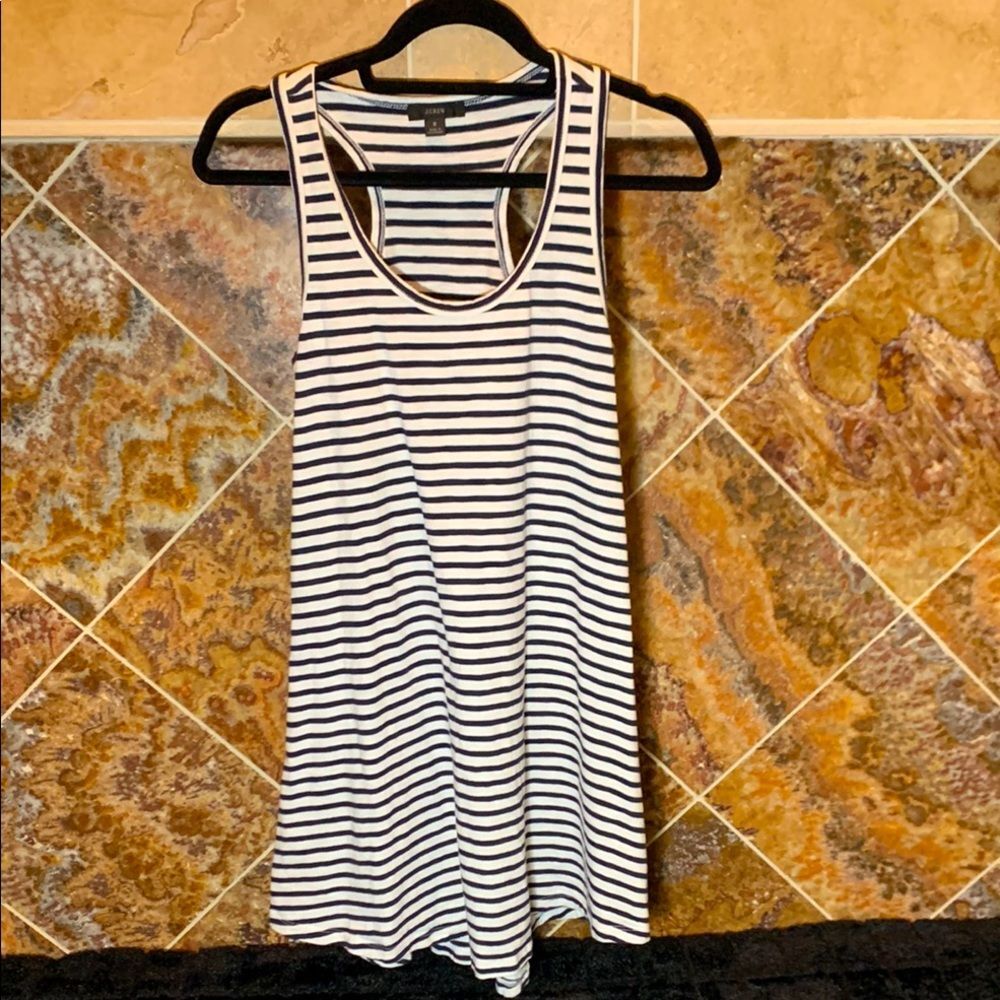 Women's J. Crew Swingy Mini Tank Dress in Navy Stripes Size Small